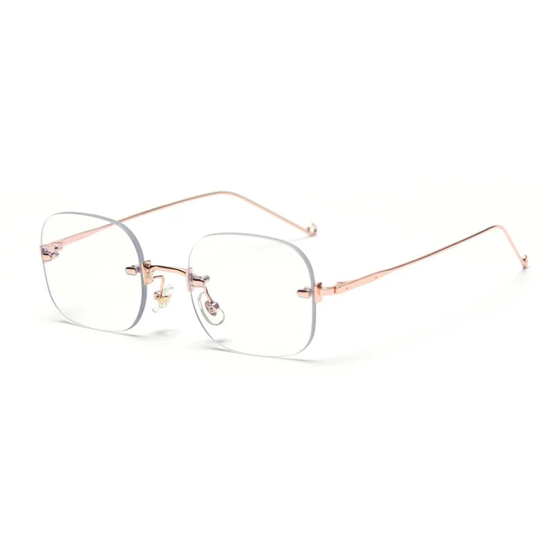 Plating Rimless Prescription Eyeglasses Top Quality Lightweight Optical Glasses Frame Spectacle Eyewear