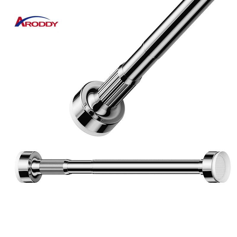 ARODDY Free Sample 13.78-19.69 Inch Modern Silver Stainless Steel Window Curtain Rod Multifunction Shower Poles Strong Sturdy