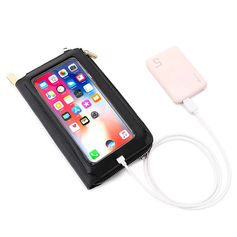 MIYIN RFID Wallet Transparent Touch Screen Purse Mini Mobile Phone Bags Handbags Small Crossbody Cellphone Purse Women Hand Bags