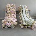 Customizable Artificial Flower Table Runner Floor Silk Flower Row Wedding Decoration Road Guide Wedding Arch Fower Row