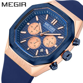 MEGIR 2215 Top 10 Brands Made in China Boys Quartz Watch Nice Silicone Band Water Proof Chronograph Storage Casual Men Watch