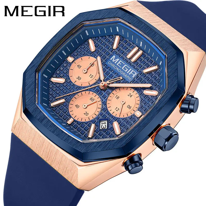 MEGIR 2215 Top 10 Brands Made in China Boys Quartz Watch Nice Silicone Band Water Proof Chronograph Storage Casual Men Watch