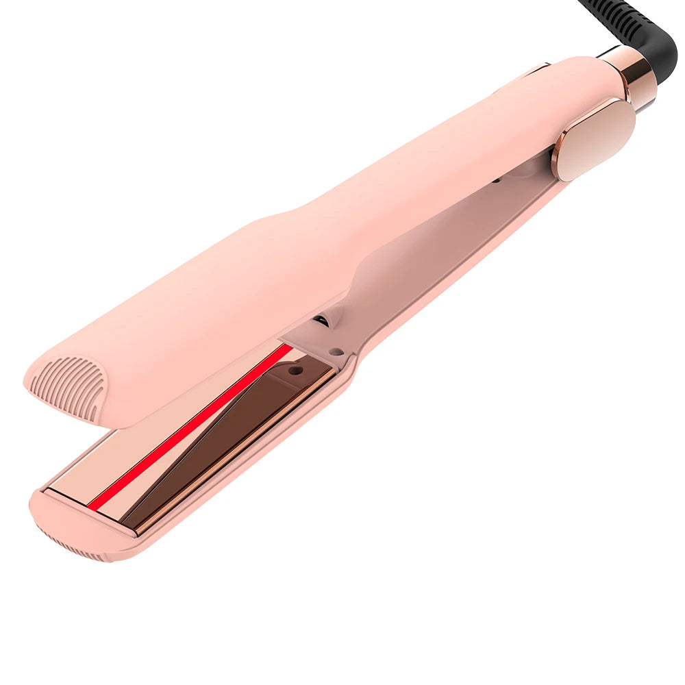 Professional 2 in 1 Infrared Hair Straightener Titanium Ceramic Plates Fast Heating Create Straight and Curled Styles