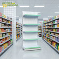 New Arrival Single Side Metallic Perforated Gondola Wall Shelf Supermarket Rack with Epoxy Powder Coating