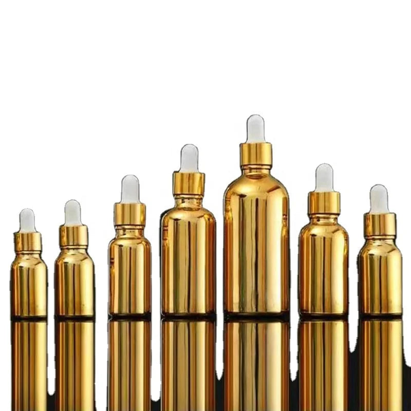 UV Finishing Golden and Silver Dropper Glass Bottles for Eye Cream Essencial Oil or Perfume Dropper Bottles