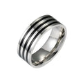 Fashion Wholesale Stainless Steel 18K Gold Silver Color Wedding Black Stripe Rings Luxury Elegance Gloss Ring for Gifts