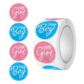 Waterproof 2.5cm Round Adhesive Vinyl Sticker Roll Boy and Girl Gender Labels for Candle and Craft Happy Holiday Theme