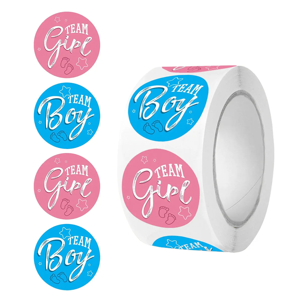 Waterproof 2.5cm Round Adhesive Vinyl Sticker Roll Boy and Girl Gender Labels for Candle and Craft Happy Holiday Theme