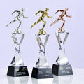 Crystal Trophy Marathon Race Metal Runner Award Black Base for Champion/1st/2nd/3rd Runner-up Glass Sports Cup