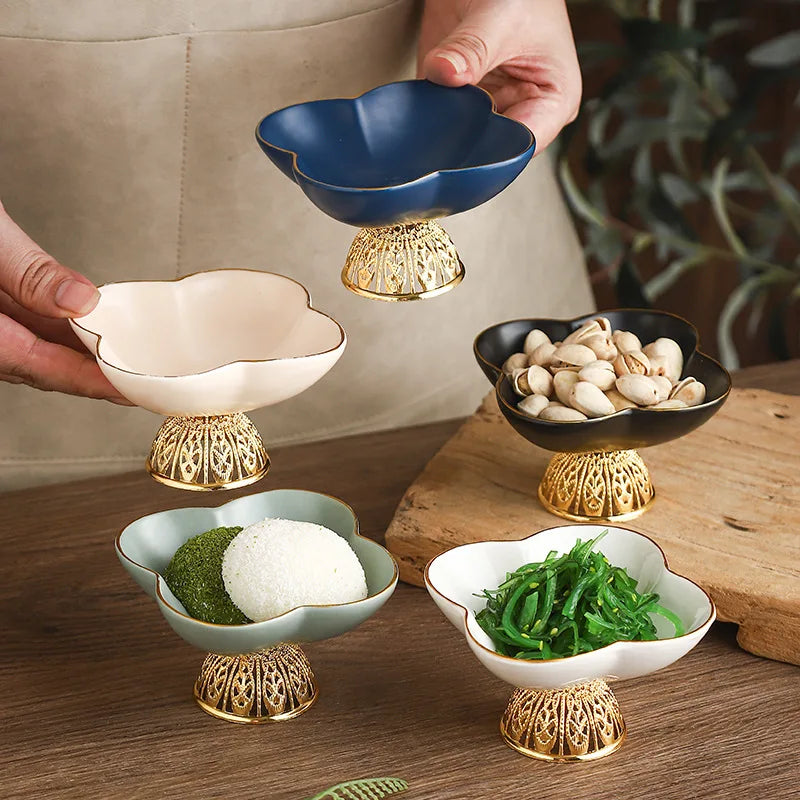 Japanese-style Ceramic High-footed Snack Plate High-value Fruit Plate