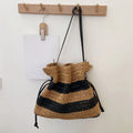 2026 New Straw Bag Summer Draw-bucket Bag Hand-woven Shoulder Bag