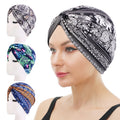 New Fashion Boho Flower Pattern Print Designer Head Bands for Women Accessories Polyester Turbans Bohemian Print Twist Turban