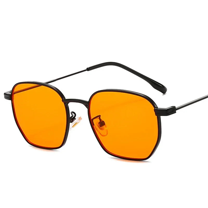 Custom Logo 2025 Vintage Anti Blue Light Square Sunglasses UV400 Metal Frame Punk Sun Glasses Men Women