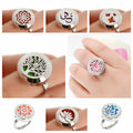 Just Breathe Plain/Rhinestone Finger Ring Resizable 316L Stainless Steel 20mm Diffuser Aromatherapy Locket Ring Free 10Pads