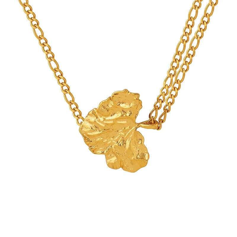 New Fashion and Luxury Design Collar Chain Metal Heart Leaf Necklace