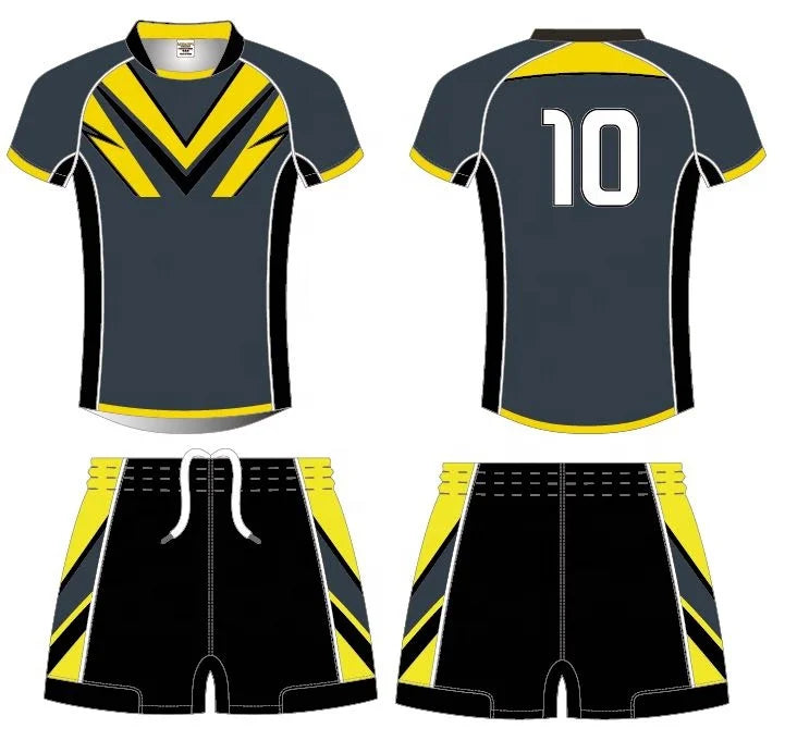 Customized Rugby Football Wear Sports Team Uniform Sublimation Polyester Rugby Jerseys Top Wear with Shorts