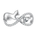 925 Sterling Silver Cute Cat Finger Ring Infinite Symbol Ring for Women Pave Setting CZ Zircon Fine Jewelry Party Gift SCR918