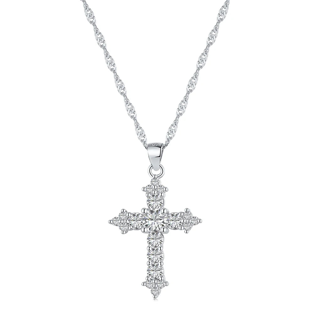 Dylam Women Fine Jewelry 18K Gold Plated 925 Sterling Silver Cross Pendant Necklace With Infinite Elements Zirconia