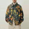 Fashion Casual All Over Printed Jacket Turn Down Collar Men's Jackets & Coats Big Oversized Jacket Man