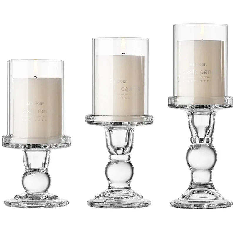 Stylish Glass Tealight Holder Modern Gift Candlestick Wedding Party Decorative Table Centerpieces Crystal Candlestick