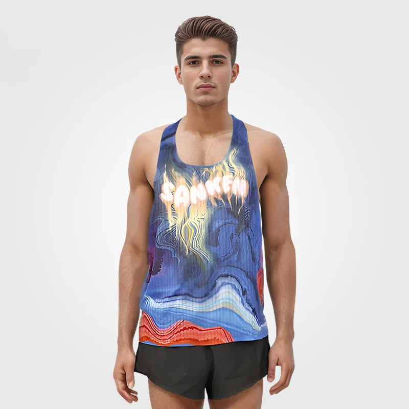 Lightweight Custom Running Singlet-Marathon Breathable Quick Dry 100% Polyester Seamless Fit Sublimation Printed Sleeveless