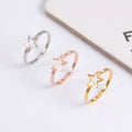 Five-Pointed Star Rings for Women Gold Color Stainless Steel Wedding Party Pentagram Ring Jewelry Gift for Lover 2021