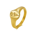 Women's Dainty Promise Rose Flower Ring 18K Gold Plated Stainless Steel Fashion Jewelry