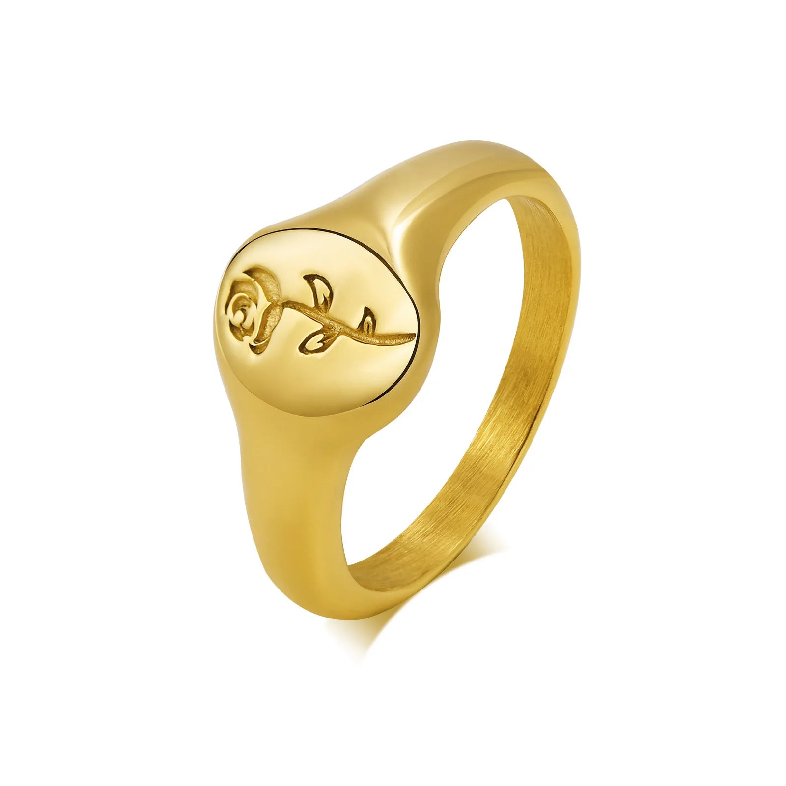 Women's Dainty Promise Rose Flower Ring 18K Gold Plated Stainless Steel Fashion Jewelry