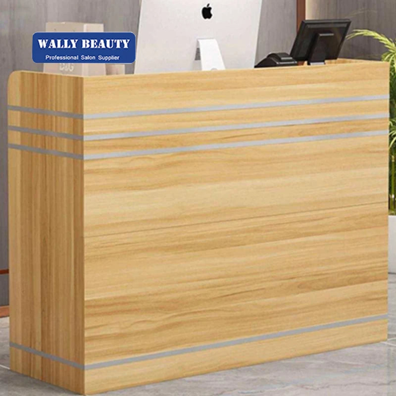 Wallybeauty Modern Design Office Wood Reception Counter Beauty Spa Hair Salon Reception Desk