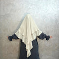 LM508 2023 Crepe Two Layers Khimar Muslim Women Hijab Niqab Scarf Abaya Jilbab Cute Modesty Dress Jabab Modest
