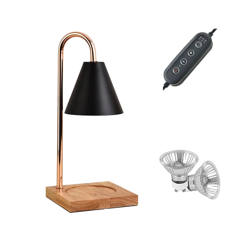 Adjustable Lighting Electric Table Candle Wax Warmer Aroma Lamp for Candle Melting with 50Watt Light Bulb With Wooden Base