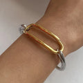 Fashion 18K Gold Stainless Steel Bangle Bracelet 5pcs Set Gold Silver Color Bangles Bracelets Women