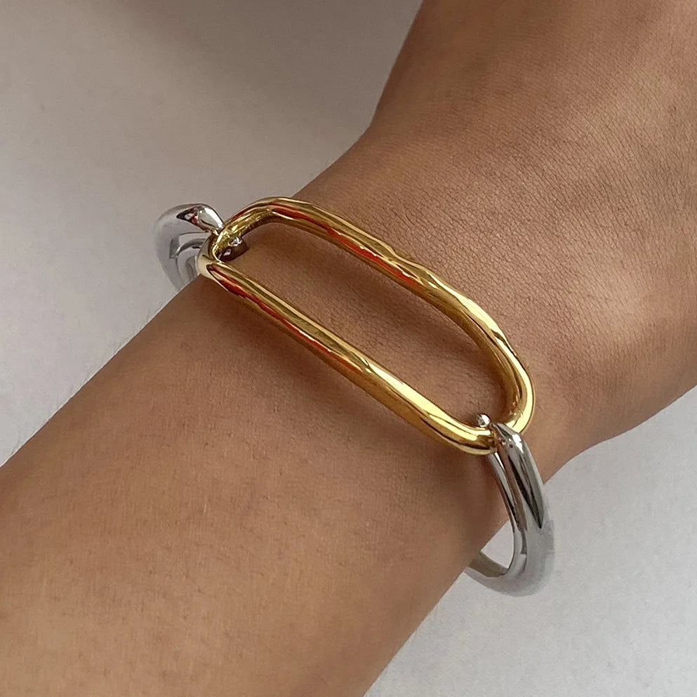 Fashion 18K Gold Stainless Steel Bangle Bracelet 5pcs Set Gold Silver Color Bangles Bracelets Women