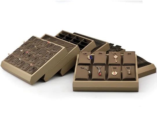 FORTE Pu Leather Custom logo Jewelry Display Plate Ring Collective Necklace showcase Display Tray