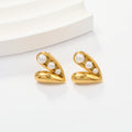 Wholesale 18K Gold Plated Dainty Stainless Steel Love Heart Stud Earrings Women French Tarnish Free Pearl Earring Jewelry