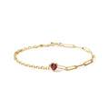 LOZRUNVE 18K Gold Plated Bohemian Asymmetric Paperclip Heart Bracelet with CZ Stone Silver 925