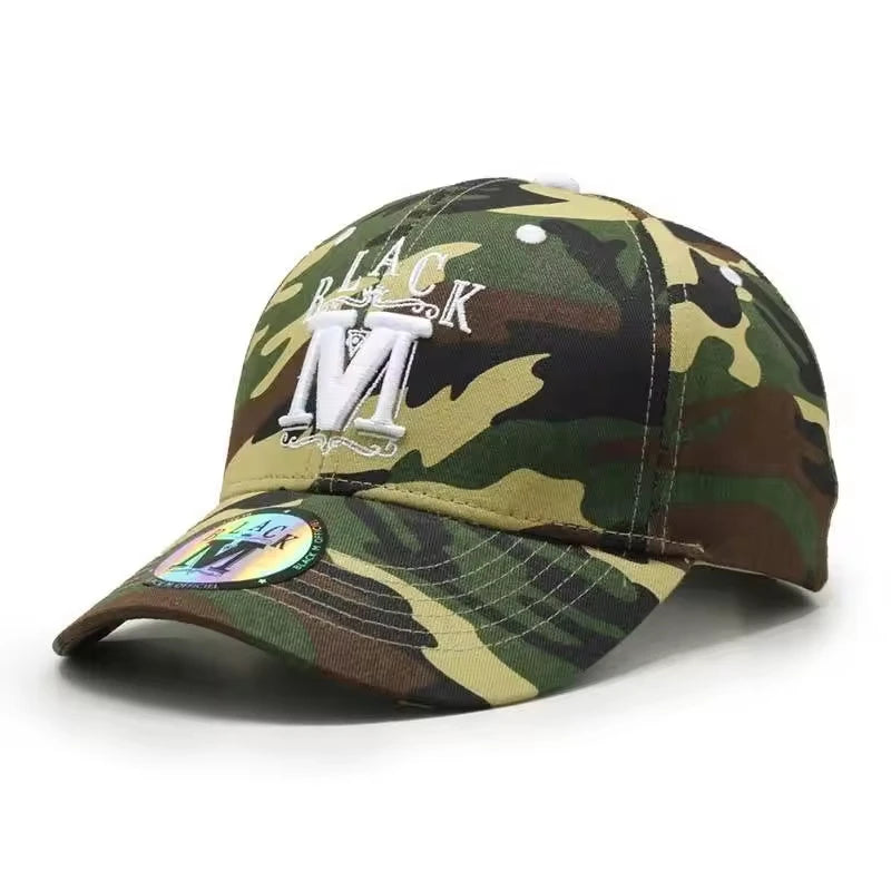 Custom 6 Panel Cotton Camo 3D Embroidered Logo Camouflage Hat Baseball Cap With Sticker