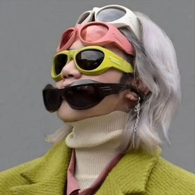 Alien Curved Futuristic Technological Creative Irregular Shape Sunglasses Y2k Millennial Hottie Ladies Muti-Colos Sunglasses