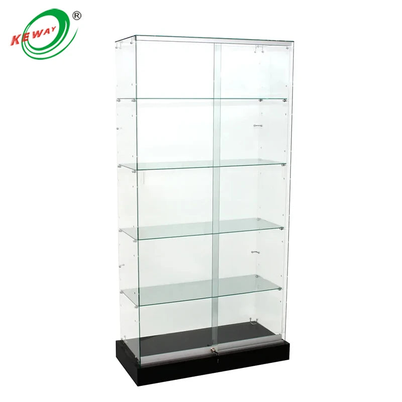 80*40*180cm Frameless Full Vision Retail Shop Store Display Tempered Glass showcase