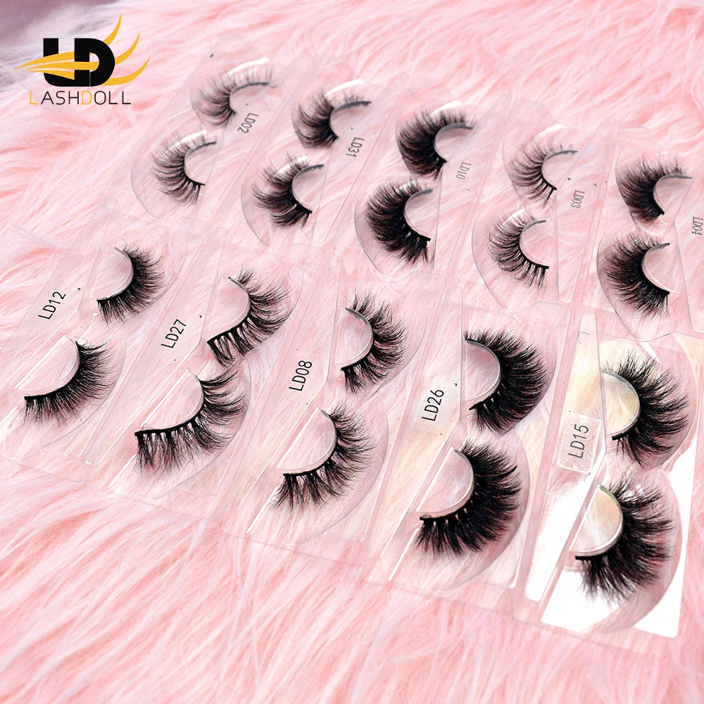 Short Mink Eyelash Luxury 3D Mink Lashes 16- 20mm Ready to Ship LD OEM Lash Packaging Mink Eyelashes Vendor