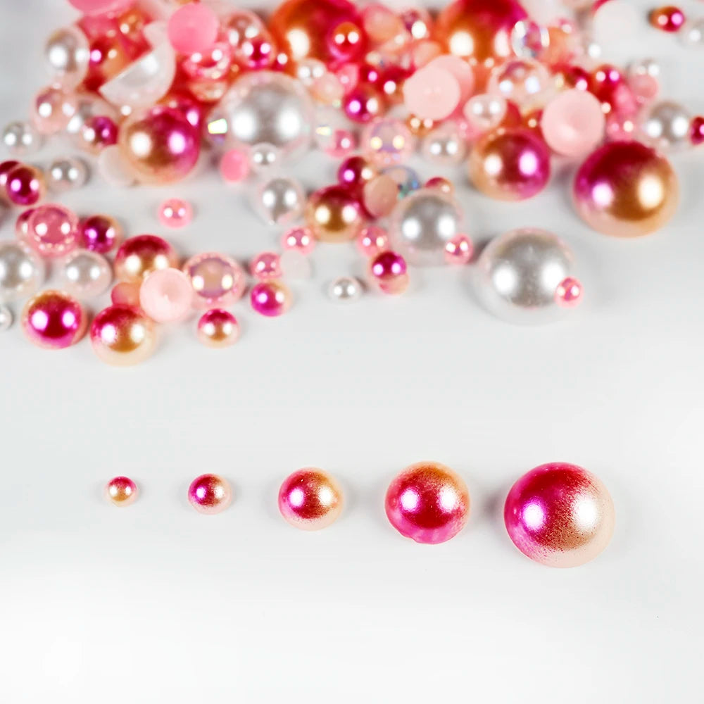Cheap Half Round DIY Gem Half Flat Back Pearls Bead Rhinestones for Nail Art Crafts