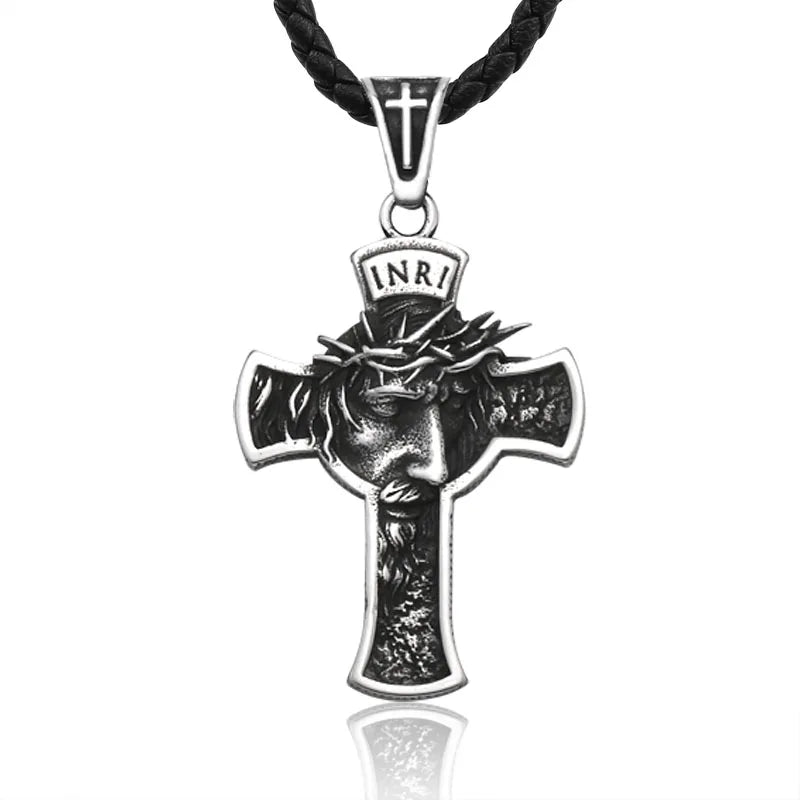 SS8-068P Steel Soldier Christ Jesus Pendant Men's Christian Stainless Steel Fashion Simple Cross Pendant Necklace