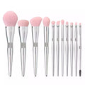 HMU New Luxury Professional 11Pcs Bling Private Label Glitter Synthetic Low MOQ Custom Logo Plastic Handle Silver Makeup Brush