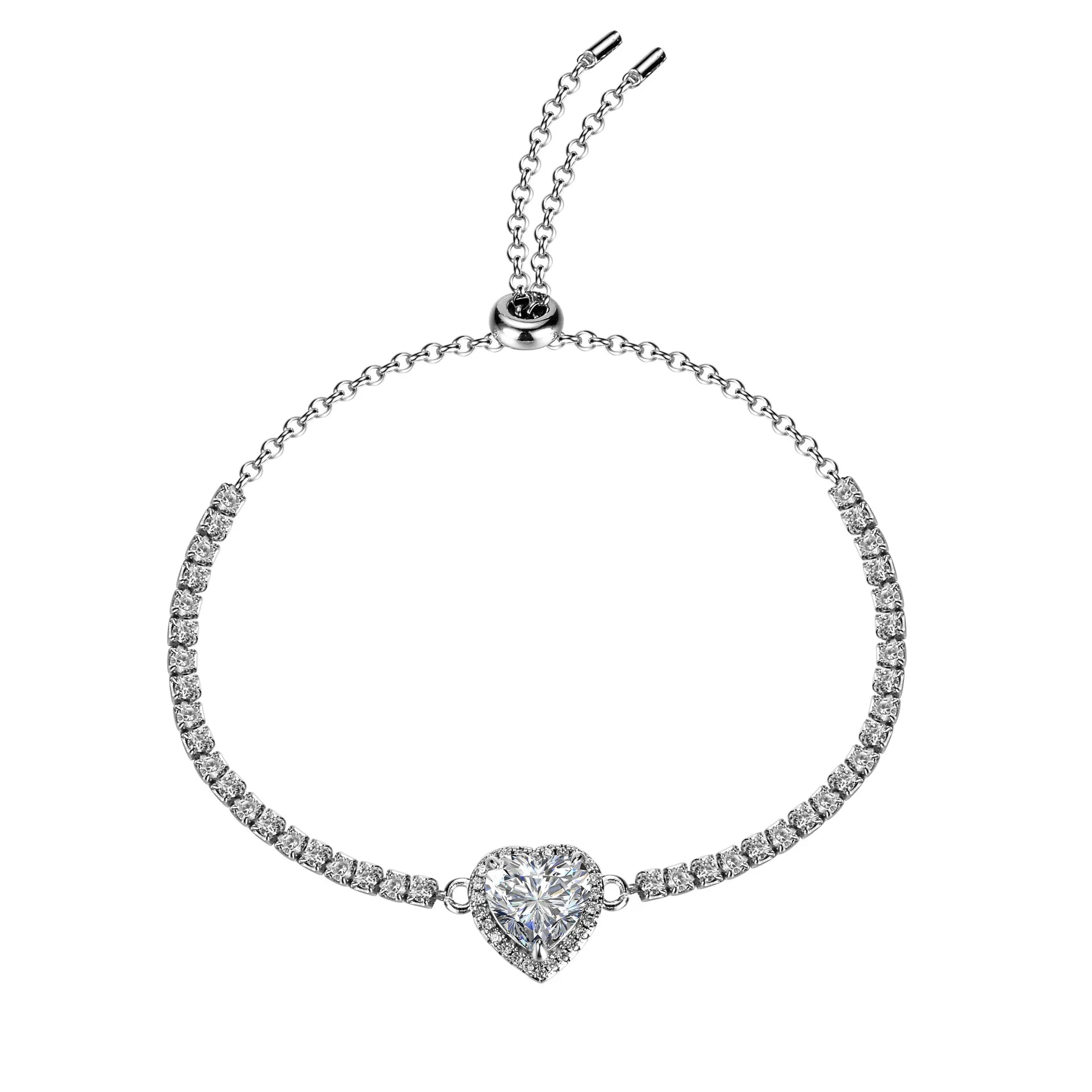 925 Silver Vintage Style Heart-Shaped Charm Bracelet with Moissanite for Women Simple Design for Anniversary Occasions