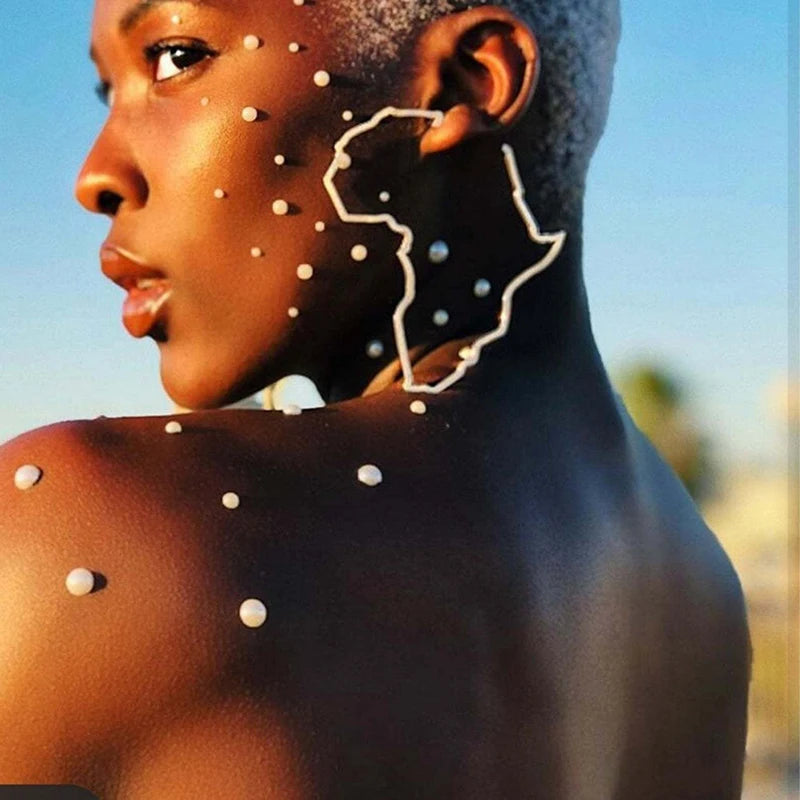 Custom Stainless Steel Statement Earrings Women Jewelry 18K Gold Plated Large Hoop Earring 2022 Africa African Map Earrings
