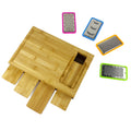 Large Bamboo Cutting Board with 4 Drawers and Lids for Kitchen