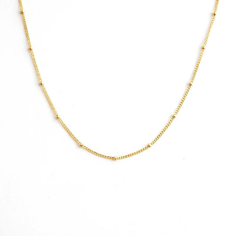 Gemnel Fashion 925 Sterling Silver 18k Gold Plated Simple Satellite Chain Bead Glitter Necklaces
