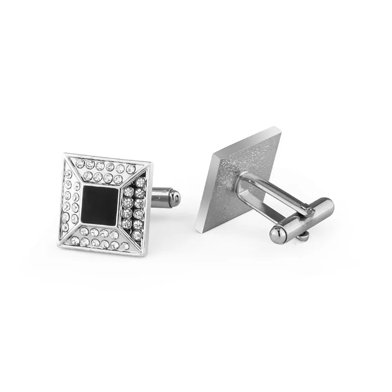 Daili Customized DIY Brass Silver Square Black Blank Cufflinks for Men's Wedding Engagement Anniversary Party Gift Suit Jewelry