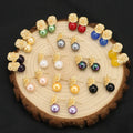 2024 New 925 Sterling Silver Stud Earrings Natural Round Crystal Drop Fashion Stud Earrings 18K Gold Plated Jewelry