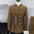 Stand Lapel Men Suit 2 Pieces Double Breasted Party Evening Gentleman Male Clothing Dinner Formal Tailored Blazer Pants